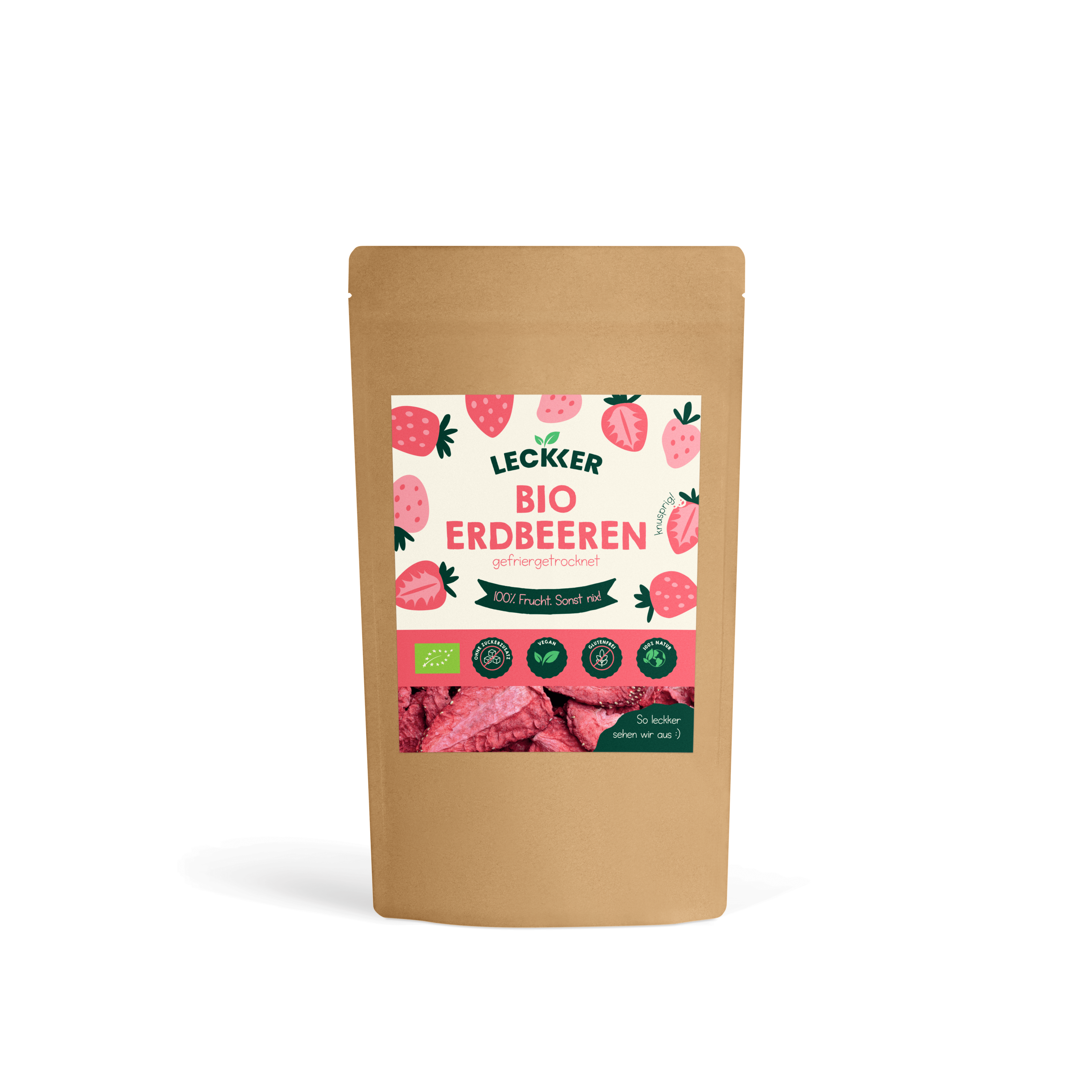 gefriergetrocknete Erdbeeren Packung