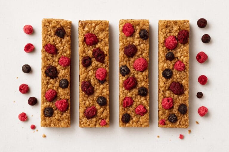 Müsliriegel mit gefriergetrockneten Früchten