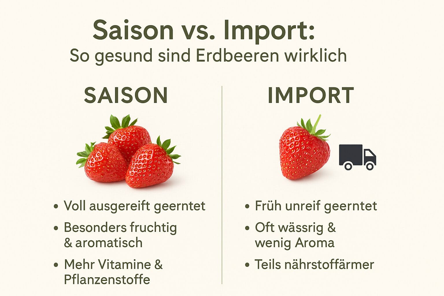 Vergleich saisonale und importierte Erdbeeren