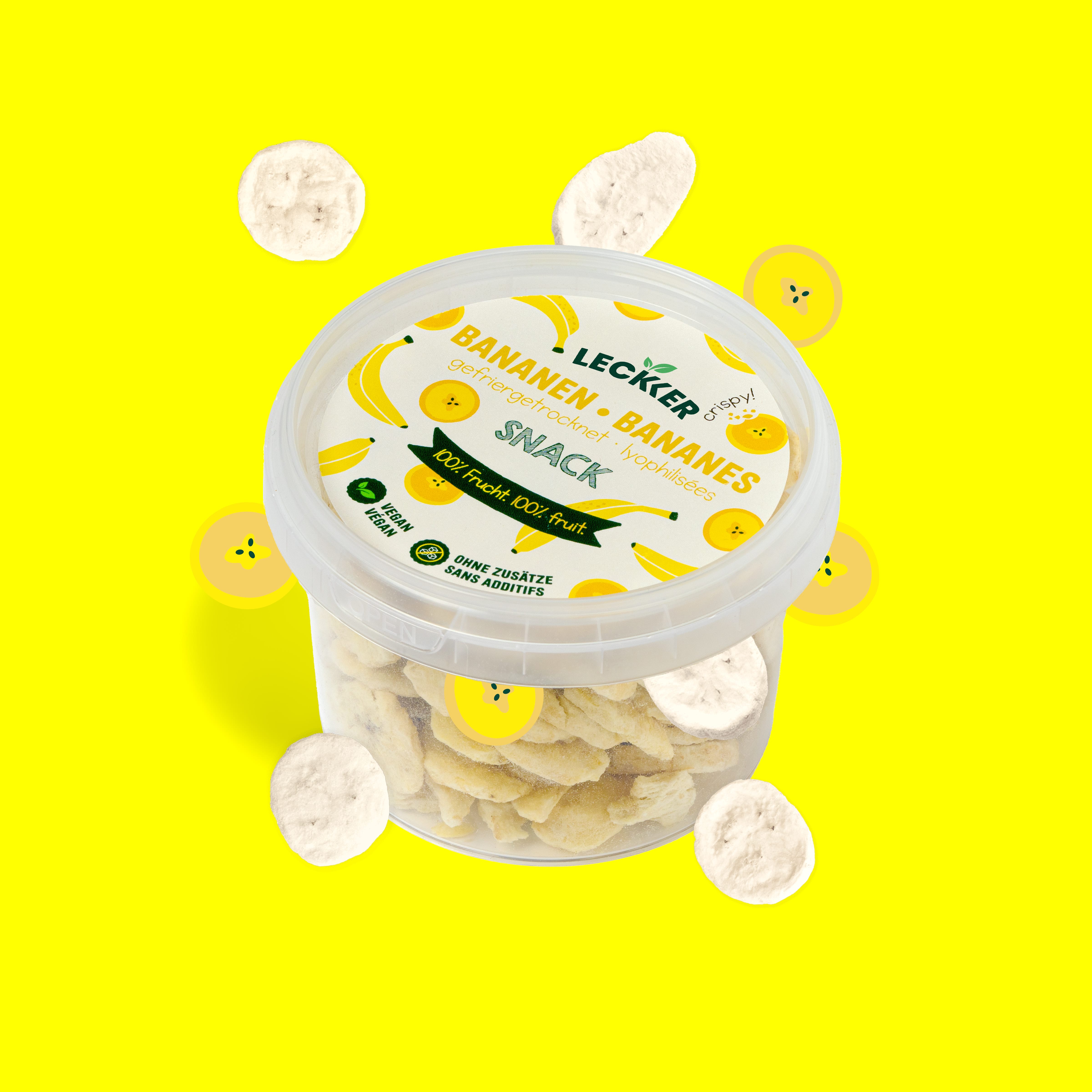 Snack Dose gefriergetrocknete Banane