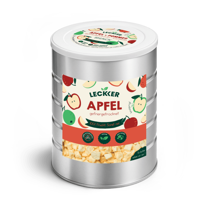 Gefriergetrockneter Apfel von leckker in Edelstahl Dose