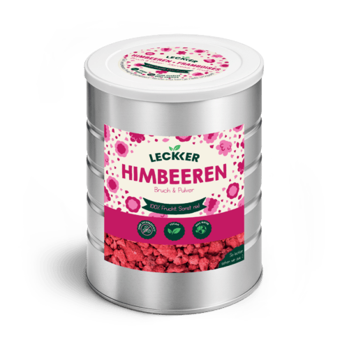 Gefriergetrocknete Himbeeren in Edelstahl Dose