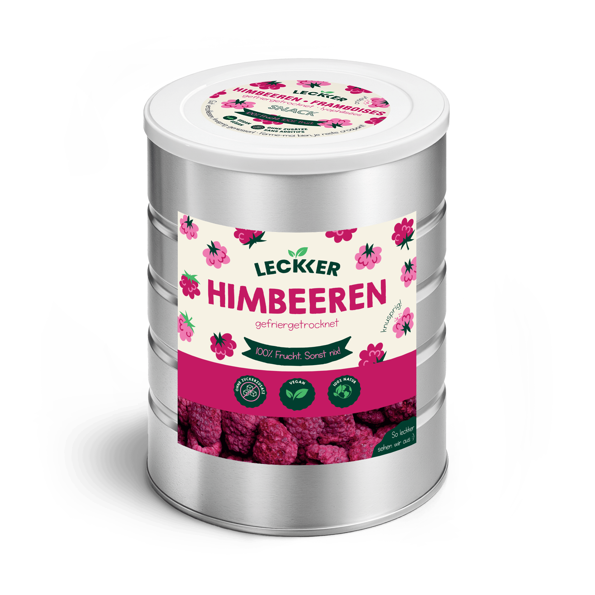 gefriergetrocknete Himbeere Snack-Dose