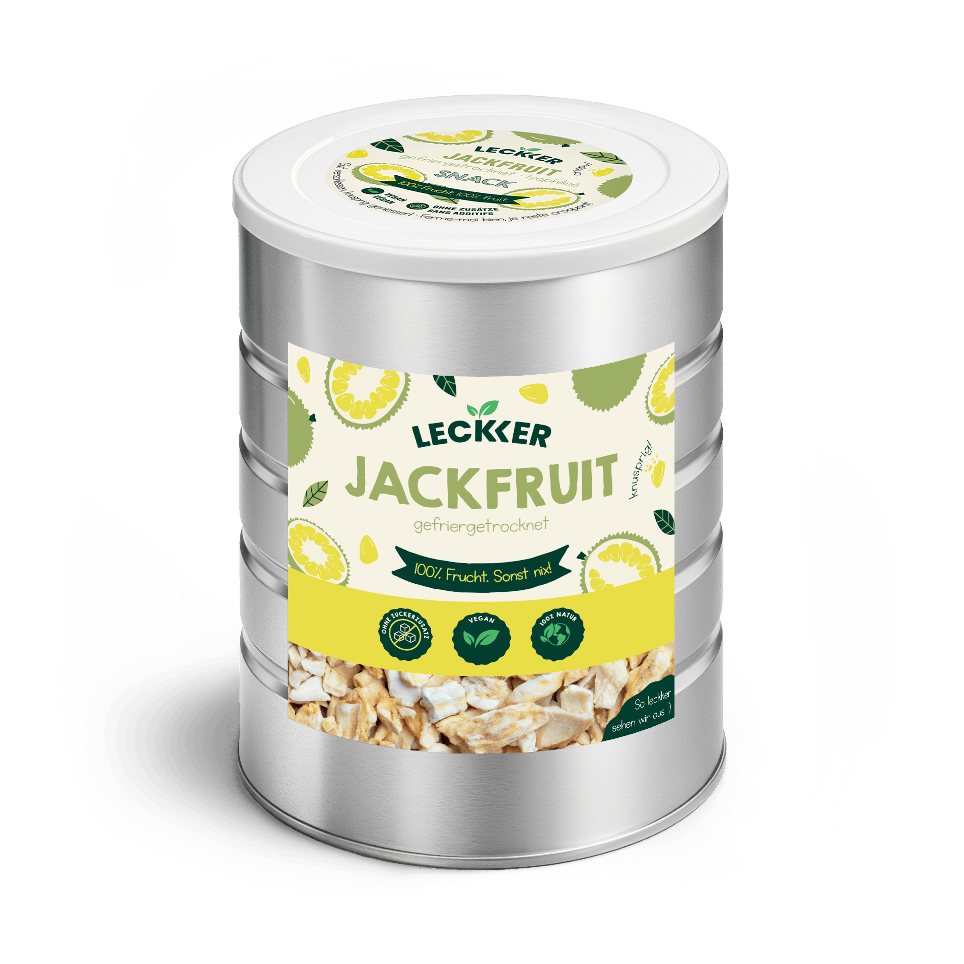 Gefriergetrocknete Jackfruit in Edelstahl Dose