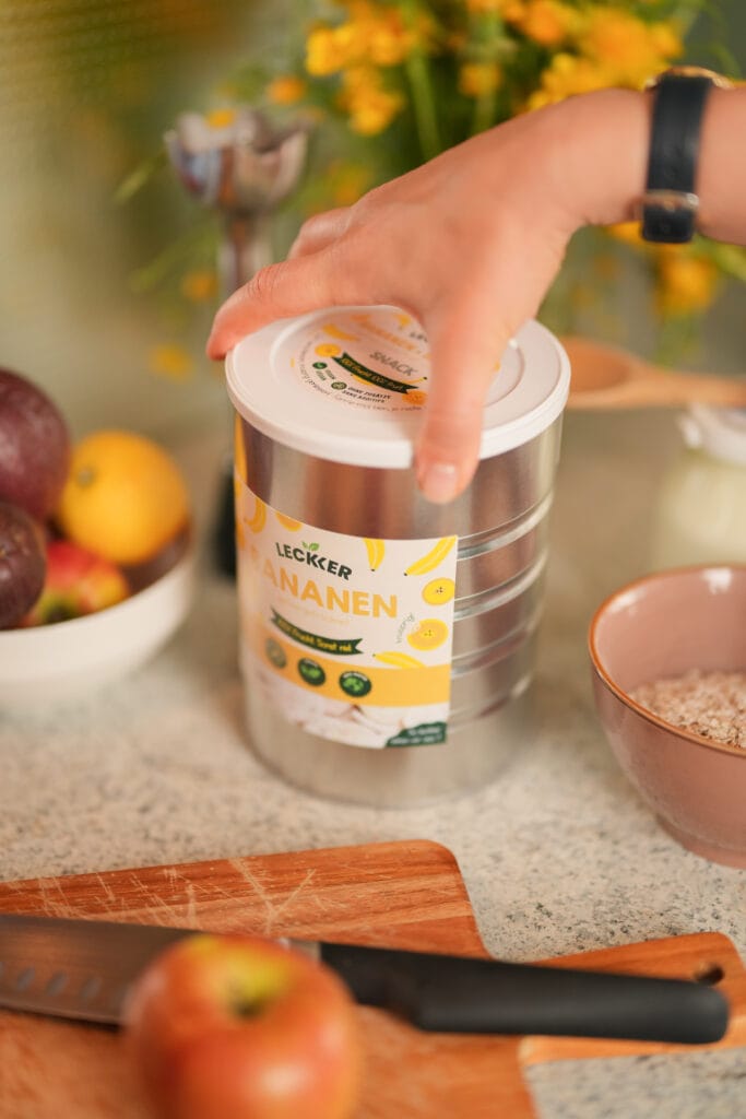 Snack Dose gefriergetrocknete Banane